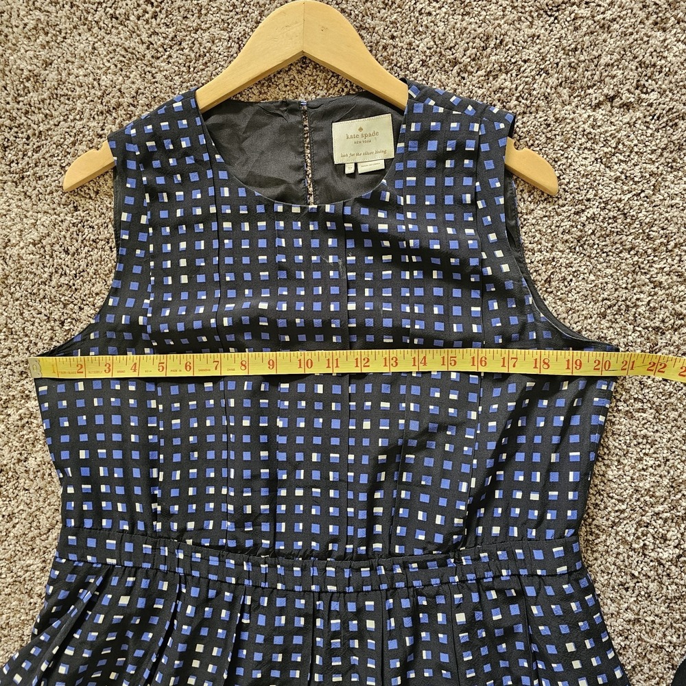 Kate Spade Silk Sz 12 Geometric Skater Dress New York Pleated Fit Flare Dress - Picture 10 of 12
